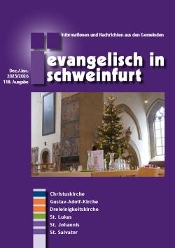 Titelbild der Ausgabe. Weihnachtsbaum in St. Johannis, im Vordergrund ein gedeckter Tisch von der Vesperkirche